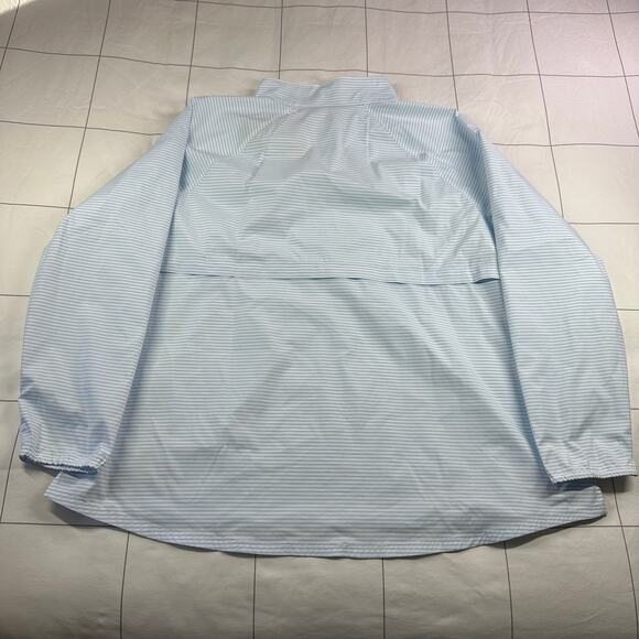 LL Bean Pullover Womens 2X Blue Everyday SunSmart Woven Lake Stripe 1/4 Zip New - Picture 2 of 10